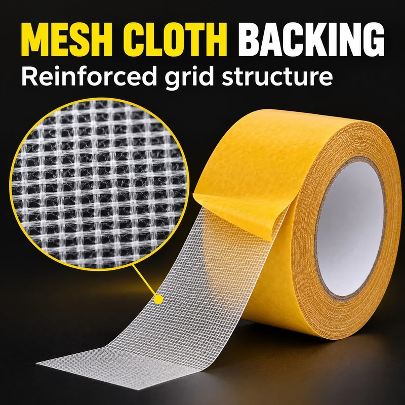 Heavy Duty Double Sided Carpet Tape, Grid Mesh Cloth Base Strong Adhesive for Floor Mat Rug Wedding Exhibition, Yellow