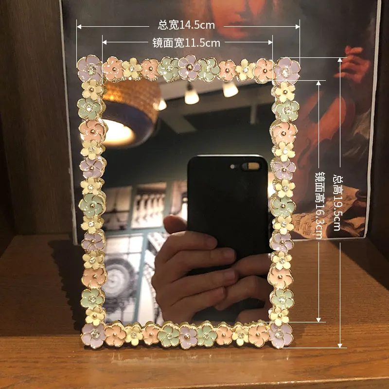 7 inch single-sided small fresh five-petaled flower Internet celebrity mirror makeup mirror home bedroom European retro