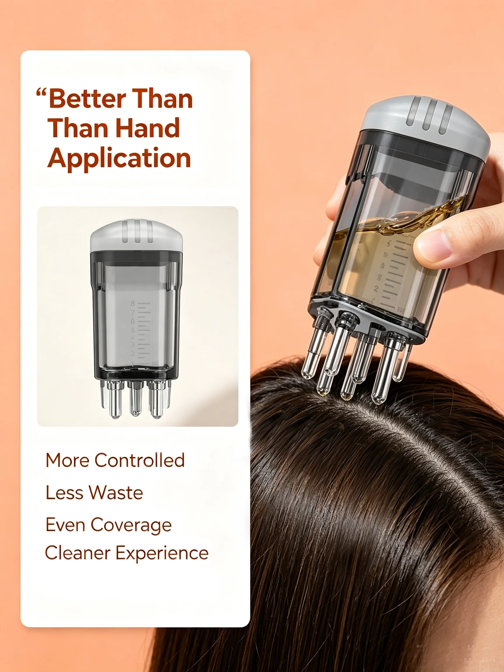 Absorption-Enhancing Hair Growth Serum with Scalp Applicator Comb Essential Oil Formula Works Better with Guided Application