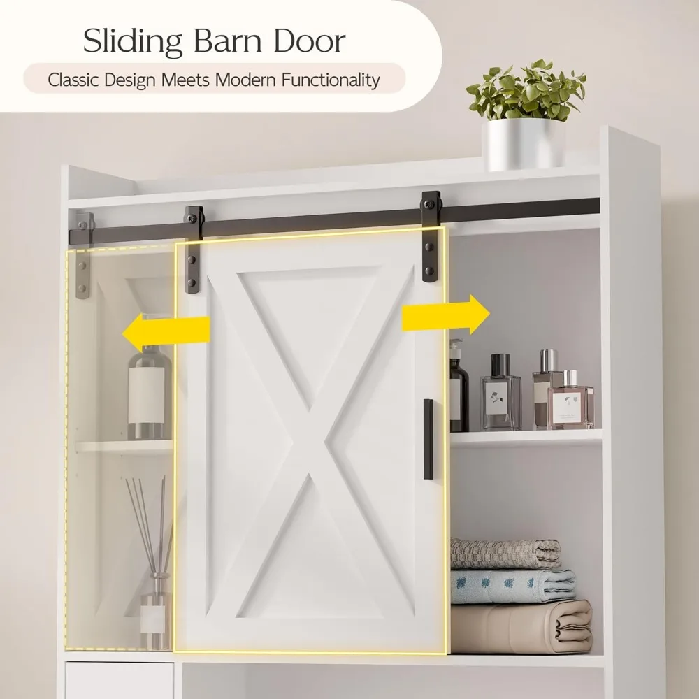 خزانة تخزين فوق المرحاض بأبواب، 32 منظمًا للحمام، رف موفر للمساحة مع أرفف جانبية، مثالية للمساحات الصغيرة #5