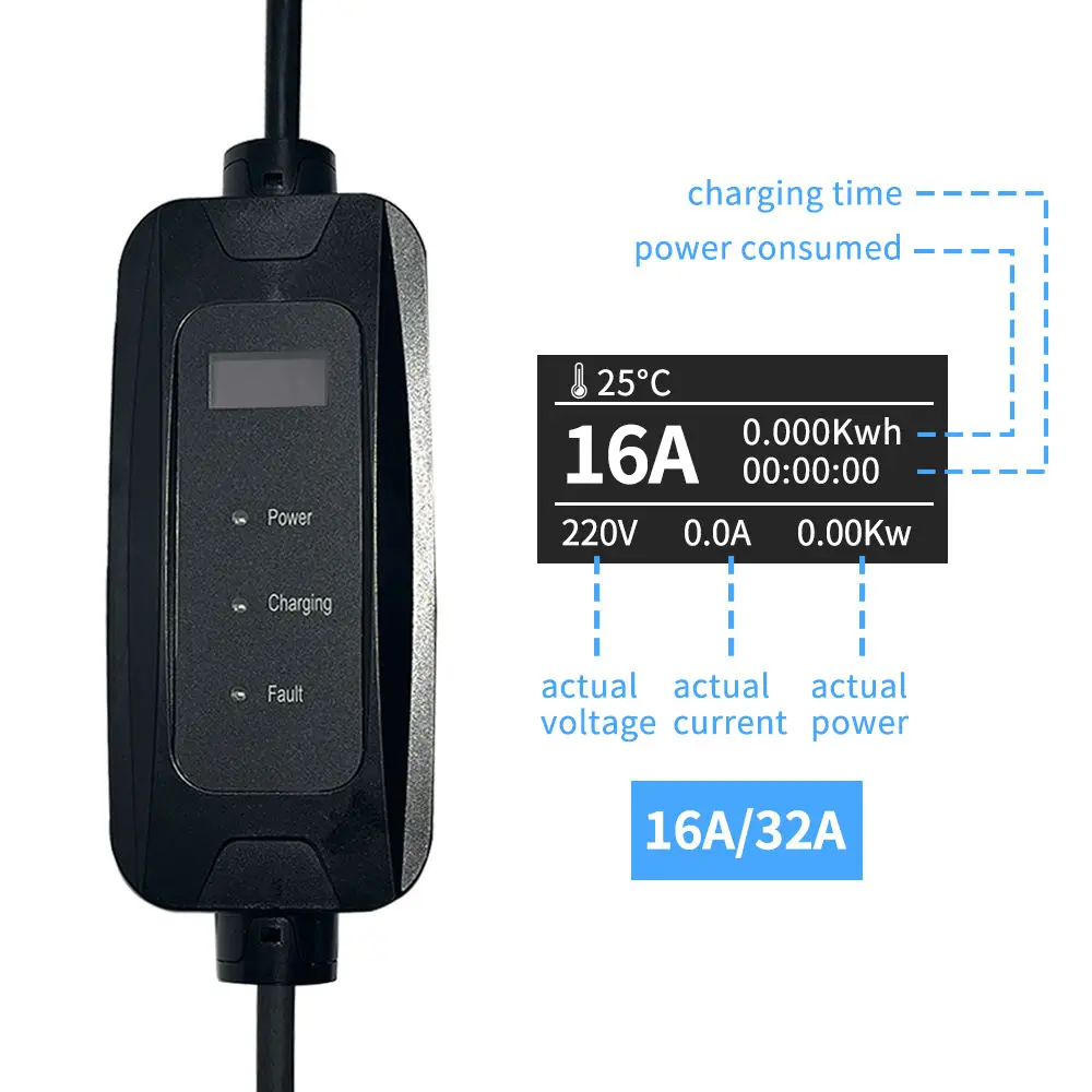 32A Type2 electric ev car charger portable portable ev charger type 2