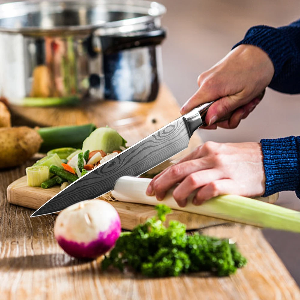 Kitchen Knives Chef Knife 7CR17 High Carbon Stainless Steel Damascus Drawing Gyuto Cleaver Set Slicer Santoku Knife