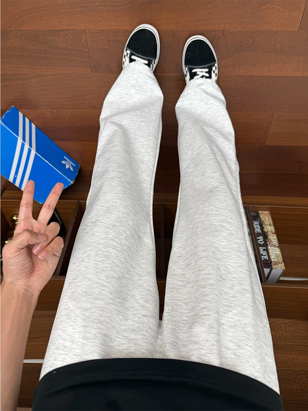 

Cleanfit Straight Leg Pants Men's Heavy Du Drape Sport Rise Trousers American Sle Bend Knife Flared Sweatpants White ey