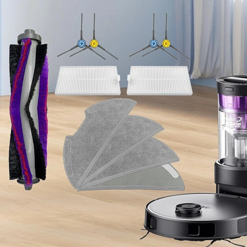 Aksesori pengganti untuk Aksesori vakum Robot EUREKA E10s 1X sikat utama, 2X filter, 4X pel, 4X sikat samping