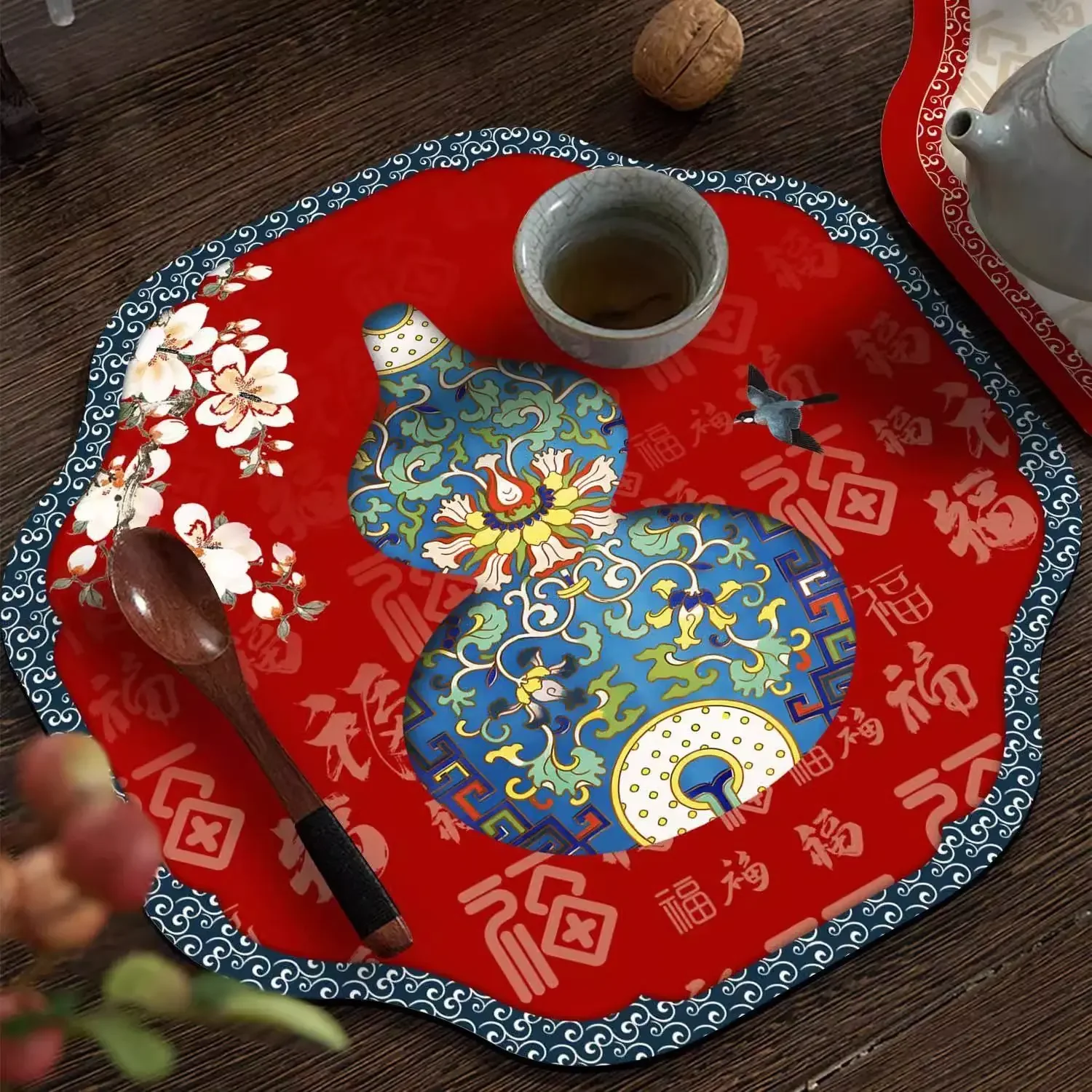 

Новый китайский чайный столик, впитывающий быстросохнущий коврик, красная нескользящая подставка для стола, бытовой коврик для стола из диатомовой грязи