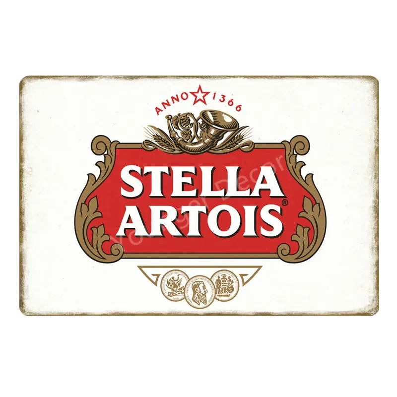 Retro Wine Beer Brand Stella Artois Beer Tin Sign Metal Poster Vintage Plaque Wall Art Painting Sticker Pub Bar Home Decor YQ095