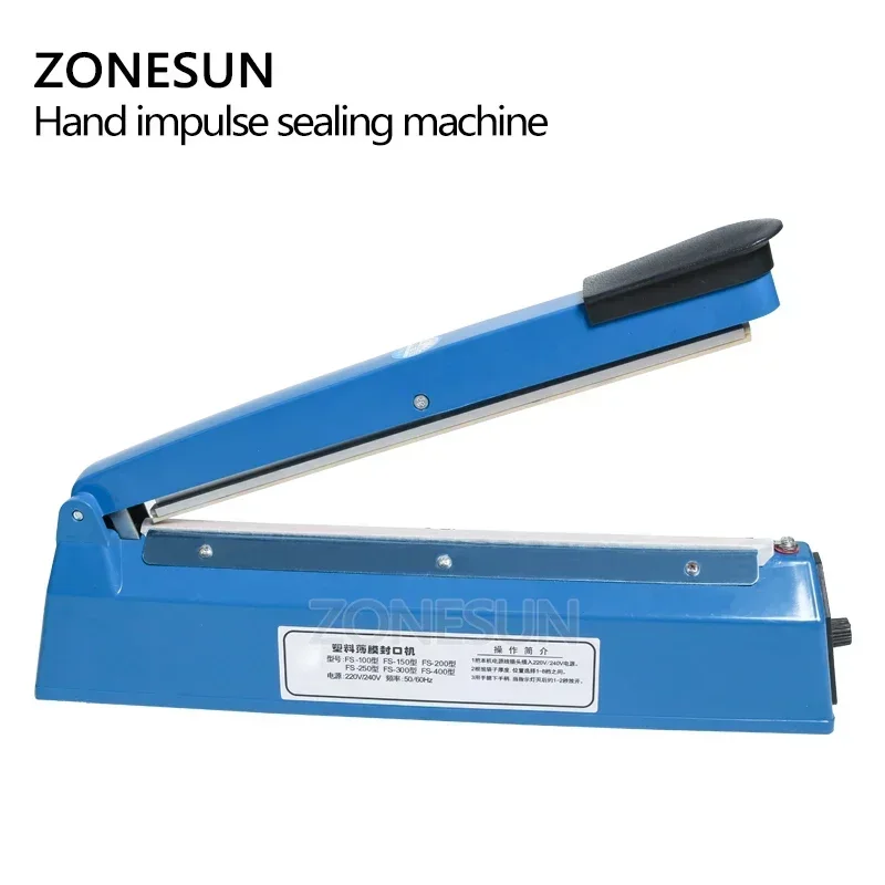 ZONESUN ZS-FS200 핸드 임펄스 씰링 기계 비닐 봉투 씰링 기계 비닐 봉투 히트 실러 공급