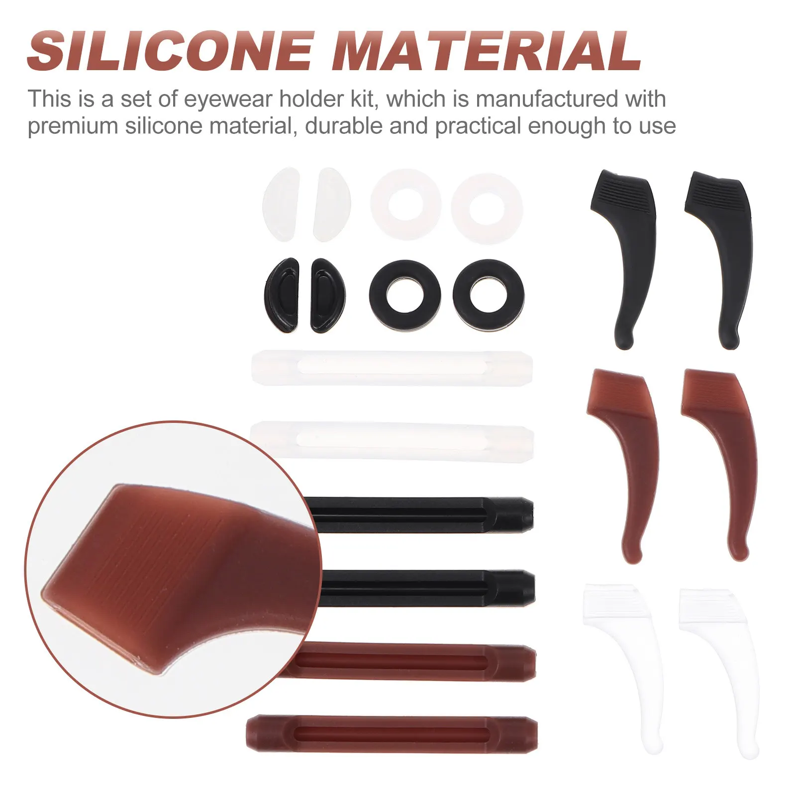 

1 Set Glasses Strap Ear Hooks Eyewear Holder Kit Non-Slip Silicone Retainer for Sunglasses Reading Glasses Outdoor Activities