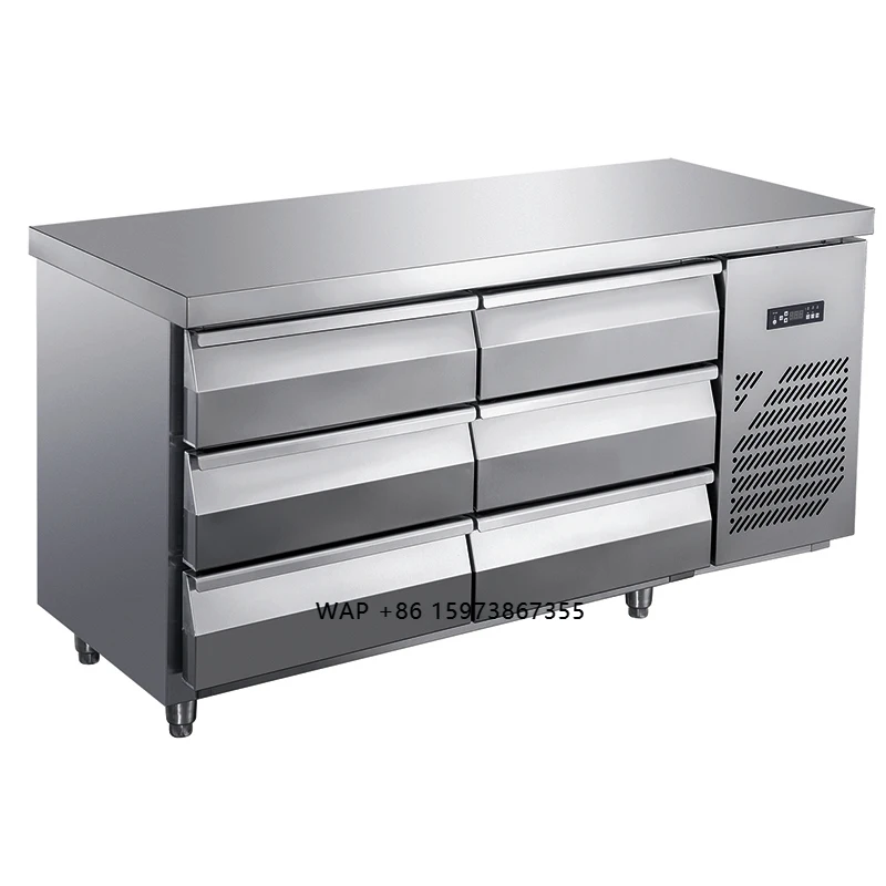 

Commercial Drawer Workbench Refrigerator 6 Drawer Stainless Steel Freezer Cake Shop Hotel Kitchen Counter Refrigerator