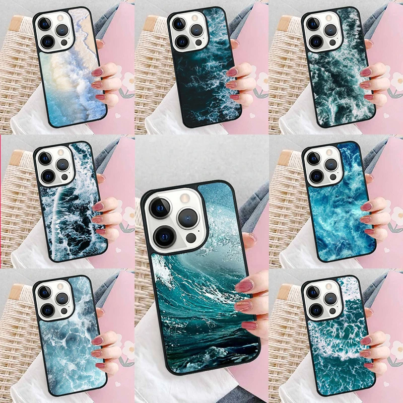 Blue Sea Ocean Waves Soft Phone Case Cover for iPhone 16 Promax 15 Pro 13 14 Plus 11 12 Mini XR XS MAX Coque