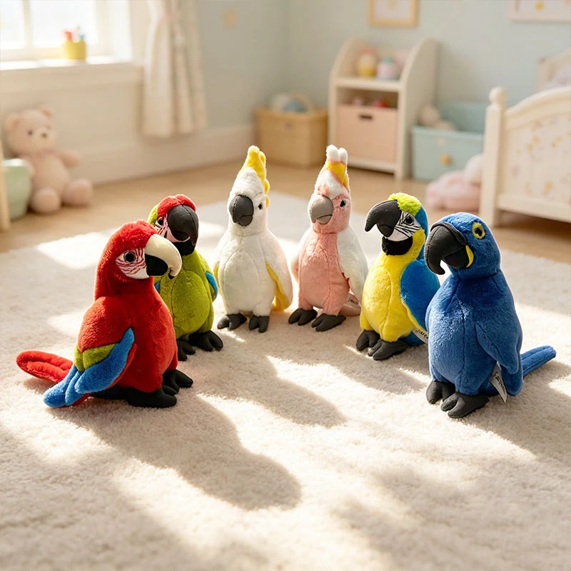 Neue Simulierte Rot-Blaue Papageien-Plüschtiere, Filmfigur Stofftiere, Weiche Gefüllte Papageien-Puppen, Kindergeburtstags-Geschenke, Kinderspielzeug