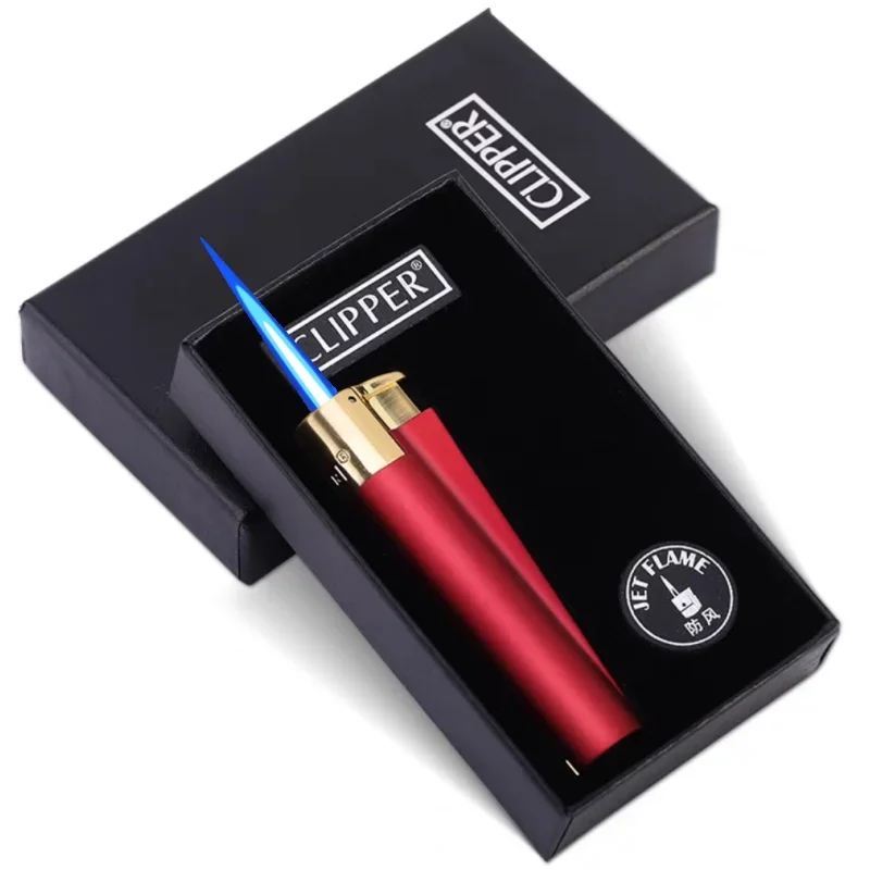 Clipper Torch Lighter Full Metal Windproof Torch Lighter Butane Gas Blue Jet Flame Cigar Lighter Smoking Accessories