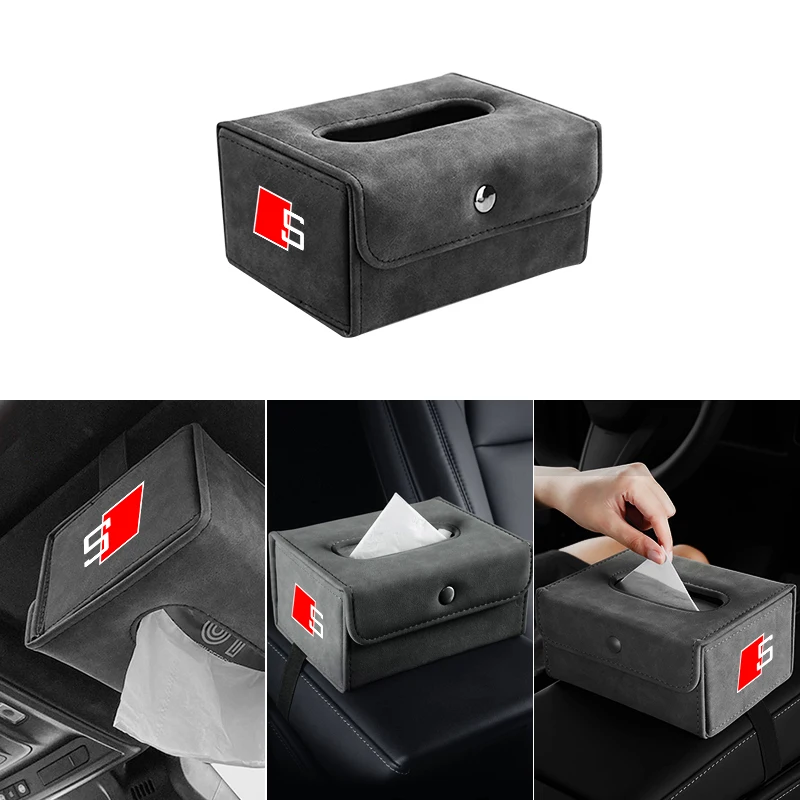 Car Seat Back Armrest Type Folding Tissue Box For Audi Sline S6 S7 SQ5 SQ7 A3 A4 A5 A6 A7 A8L Q3 Q4 Q5 Q6 Q7 Q8 TT Accessories