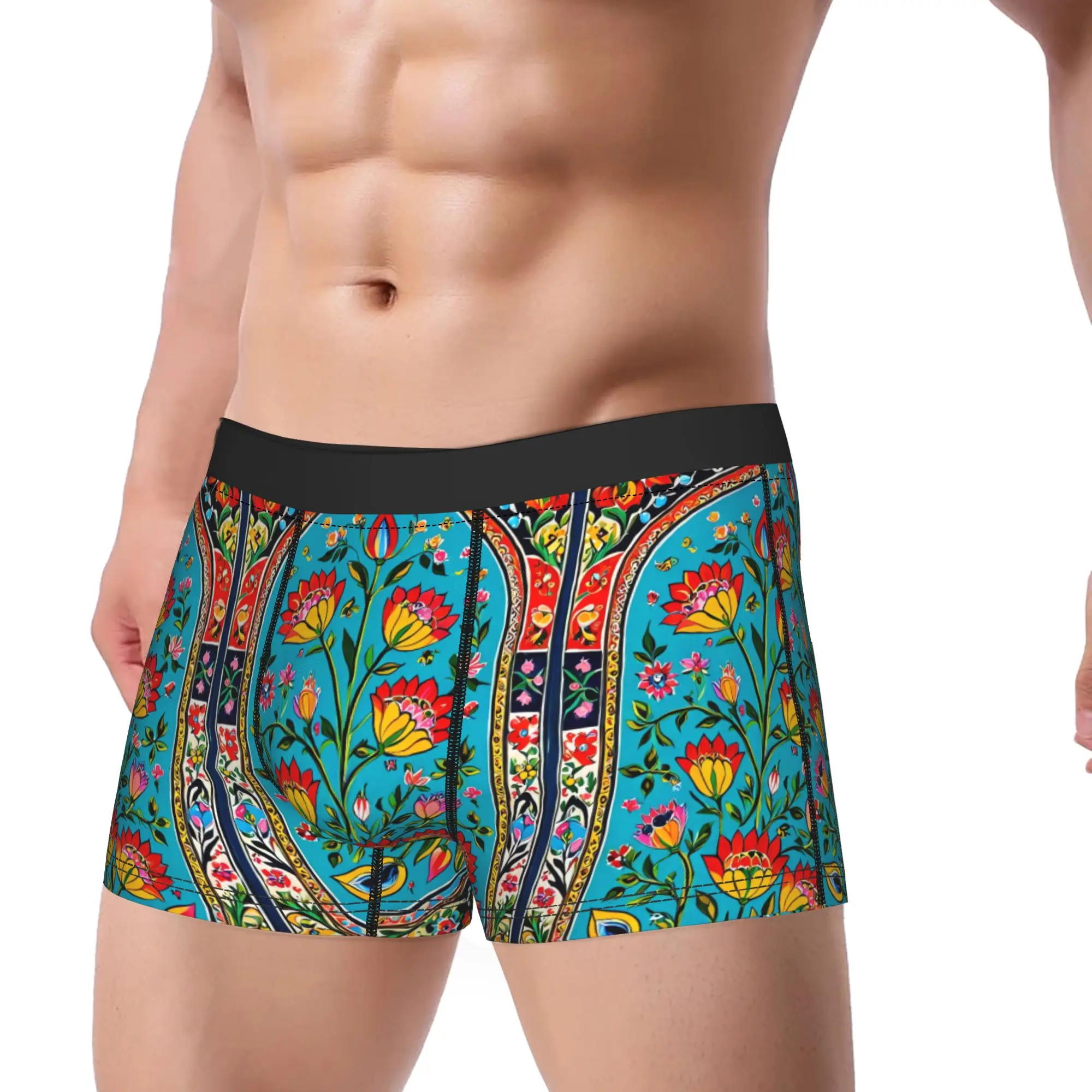 Ethnic Ornate Pattern Underwear  Males Panties Custom Elastic Trunk High Quality Boxer Brief Big Size