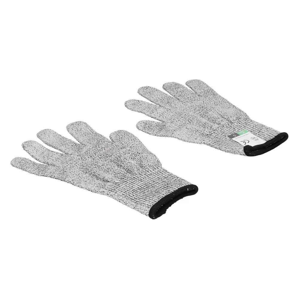 2 pairs HPPE Cut Resistant Gloves Gray Black Border Wear Resistant Safety Kitchen Gloves Level 5 Protection