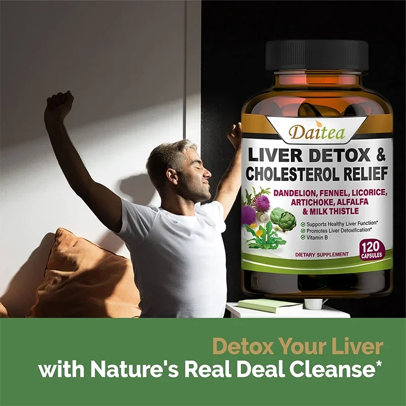 Liver Capsules Alfalfa, Dandelion + Milk Thistle Liver Detox and Cleanse for Healthy Antioxidants and Detoxifiers