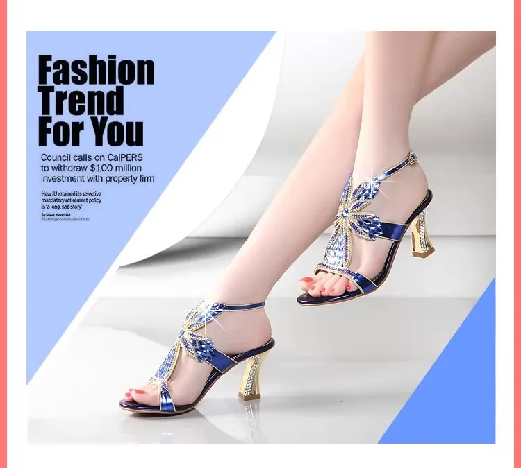 

Women's Sandals High Heels Sexy Crystal Toe-Exposed Sandals Summer Rhinestone High Heels