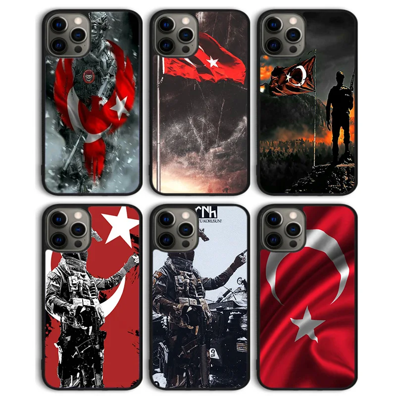 Turkish flag soldier Phone Case Back Cover for iPhone 16 15 SE2020 14 13 11 12 Pro Max mini XS XR X PlusS Shell Coque