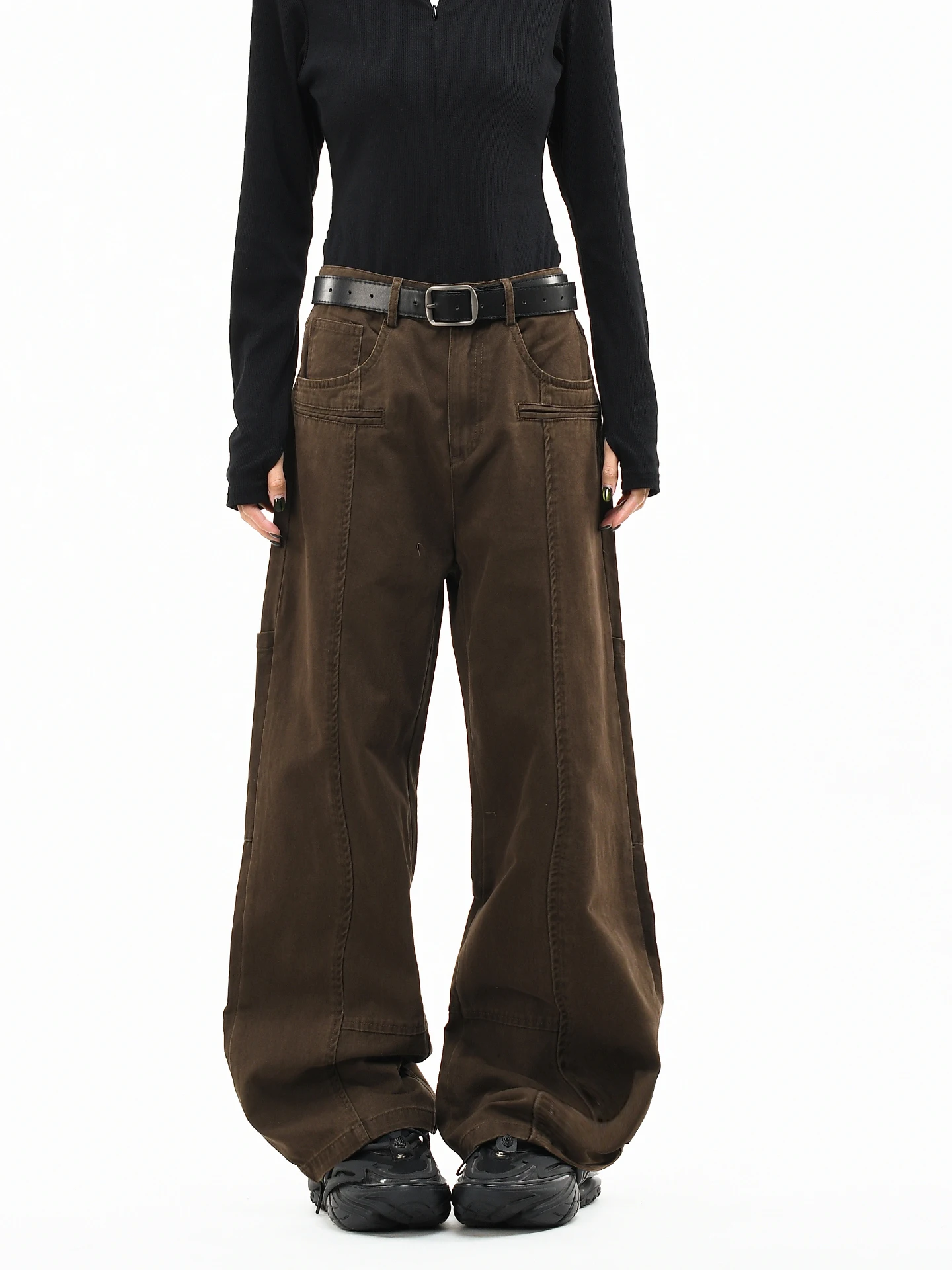 

OV Original American Retro Waed Casual Pants Loose Straight Leg Vintage Workwear Long Trousers Men's Patchwork Leisure Trou...