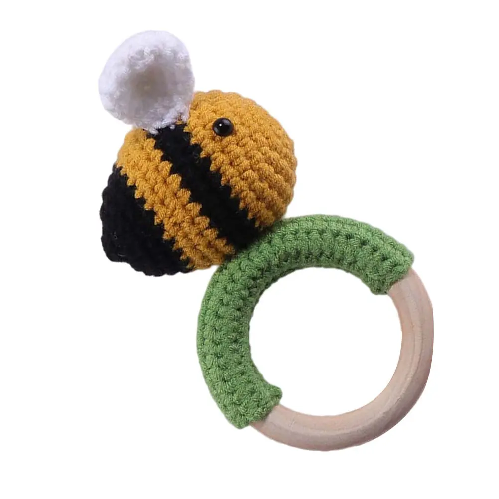 1Pcs Bee Shaped Rattle Baby Knitted Molar Appease Plaything Lightweight Portable Soothing Early Education