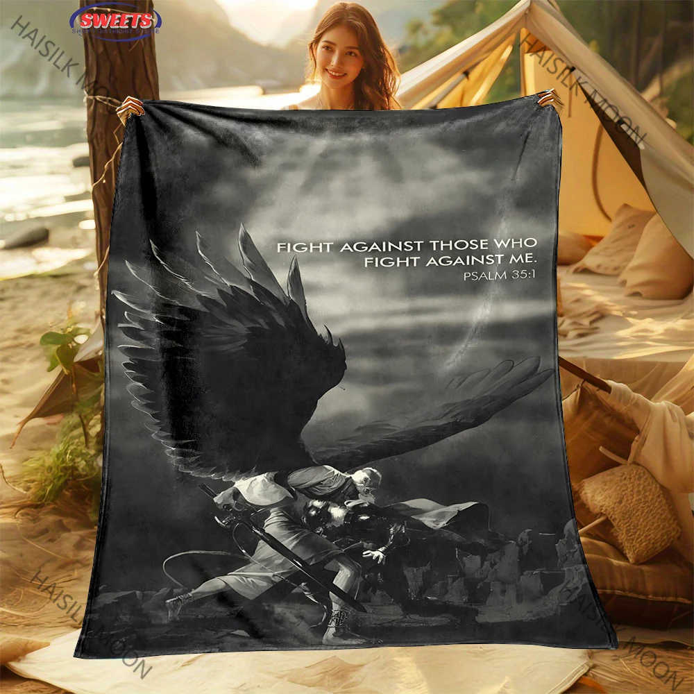 6 Size Christian Bible Psalms Warm and Inspiring Print Blankets Sofa Office Bedroom Blanket Super Soft and Comfortable Warm Gift