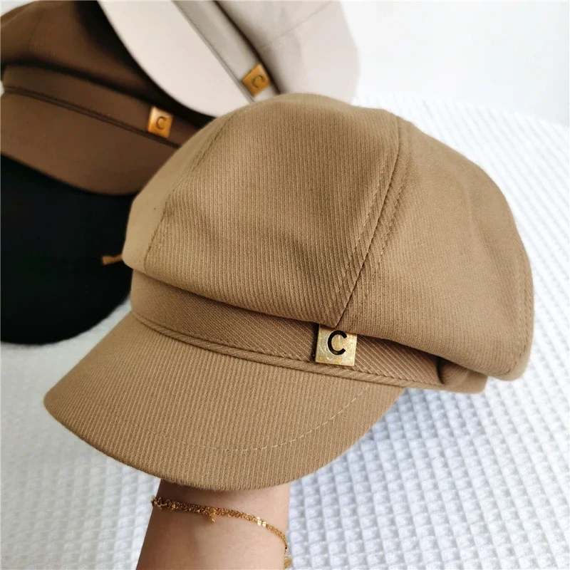 Vintage Octagonal Hats Spring Autumn Warm Hat for Women Clothing Fashion Cap for Women Solid Colour Woman Caps Gorras Zm1568