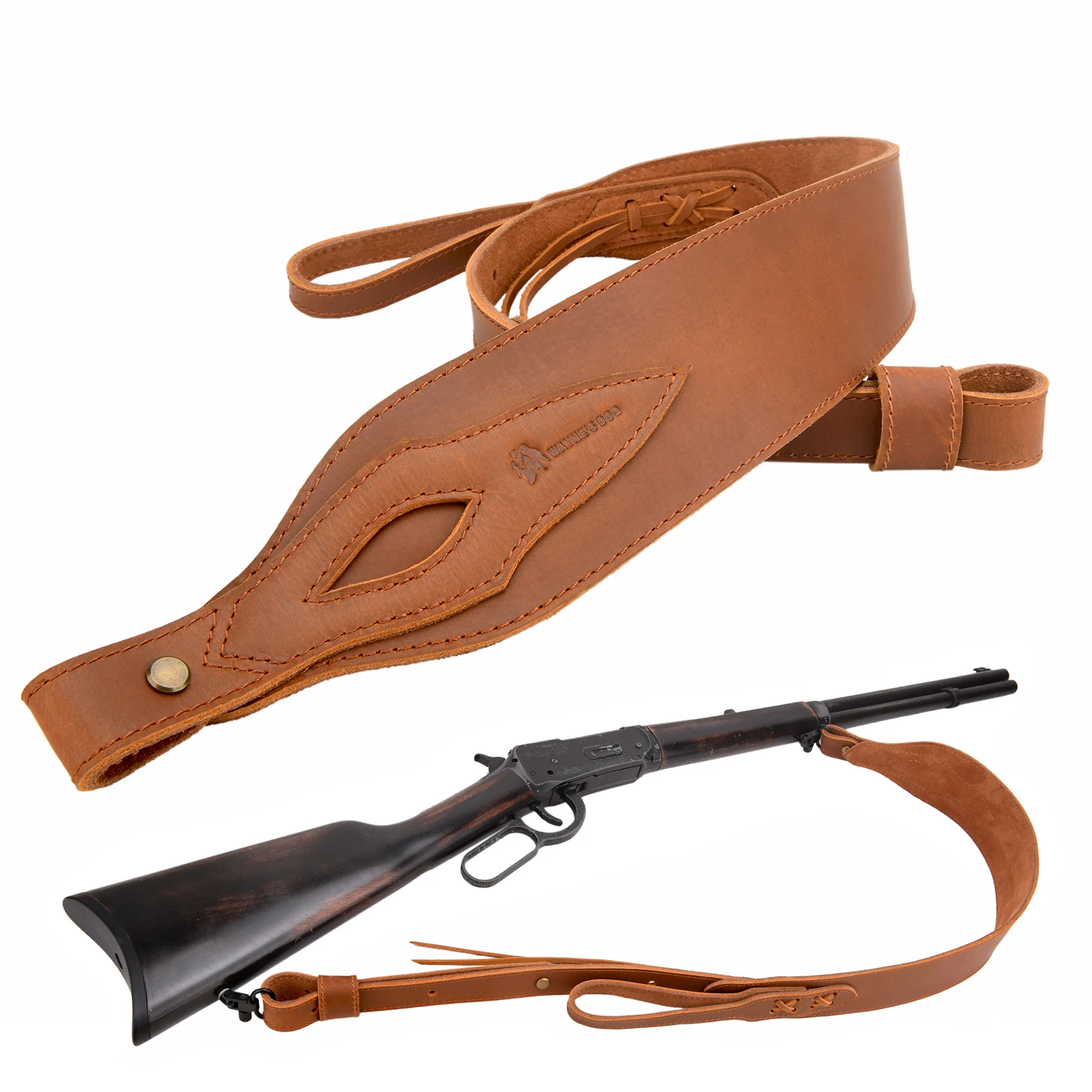 

Padded Leather Gun Shoulder Sling Rifle Carry Belt Hunting Shotgun Strap For Henry,Remington, Winchester