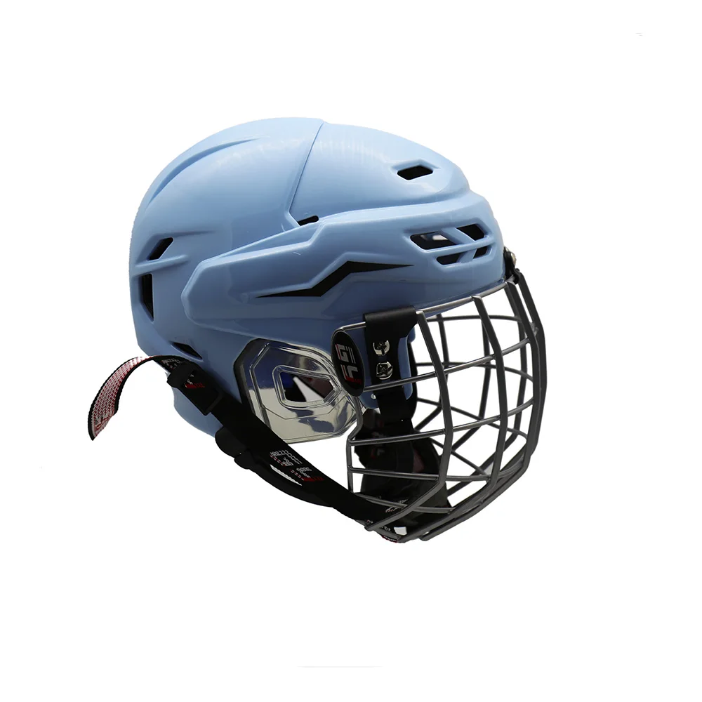 ใหม่โลโก้ที่กําหนดเองหมาป่าสไตล์ ICE Hockey หมวกกันน็อก Breathability System กรงเหล็ก ROCKET เด็กฮอกกี้อุปกรณ์