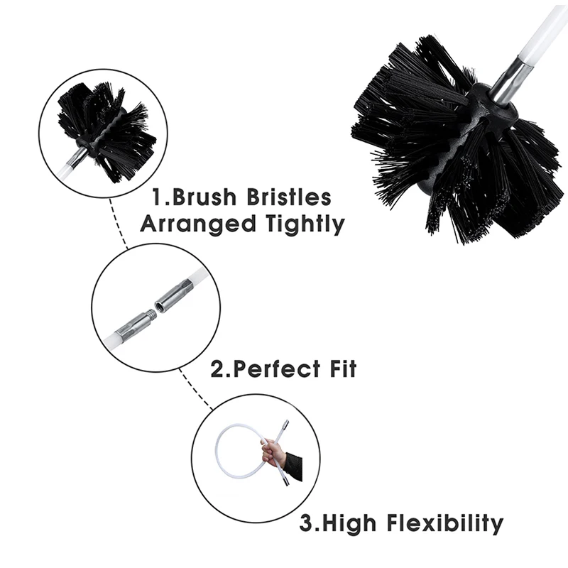 Flexible Rods With 1pc Brush Head Chimney Cleaner Sweep Rotary Fireplaces Inner Wall Cleaning Brush Cleaner Chimneys Access