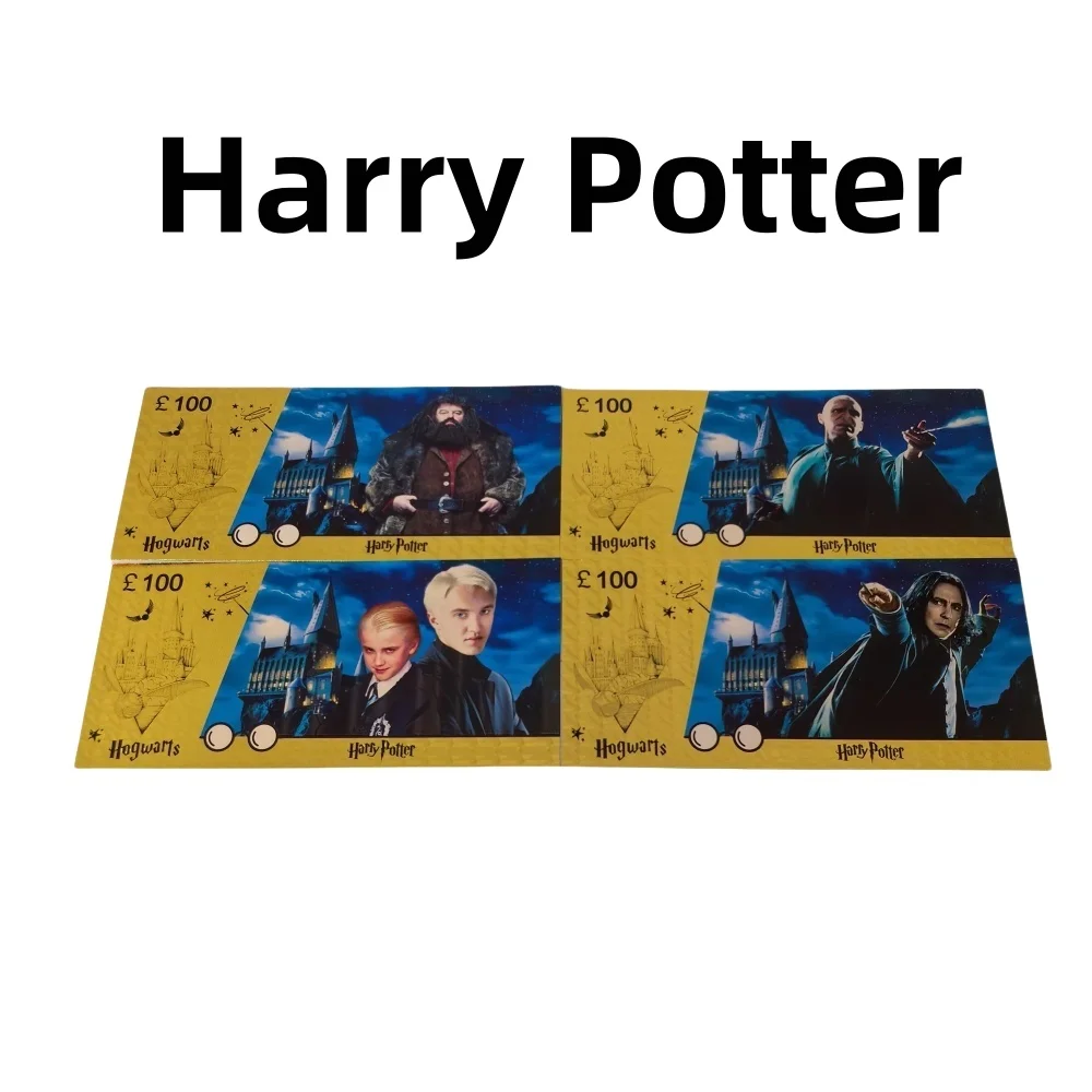 Tarjeta de oro nuevo de 4 diseños, colección de colores de la película de Harry Potter, personaje de billetes dorados, Voldemort Severus, regalos mágicos de anime, juego de juguete