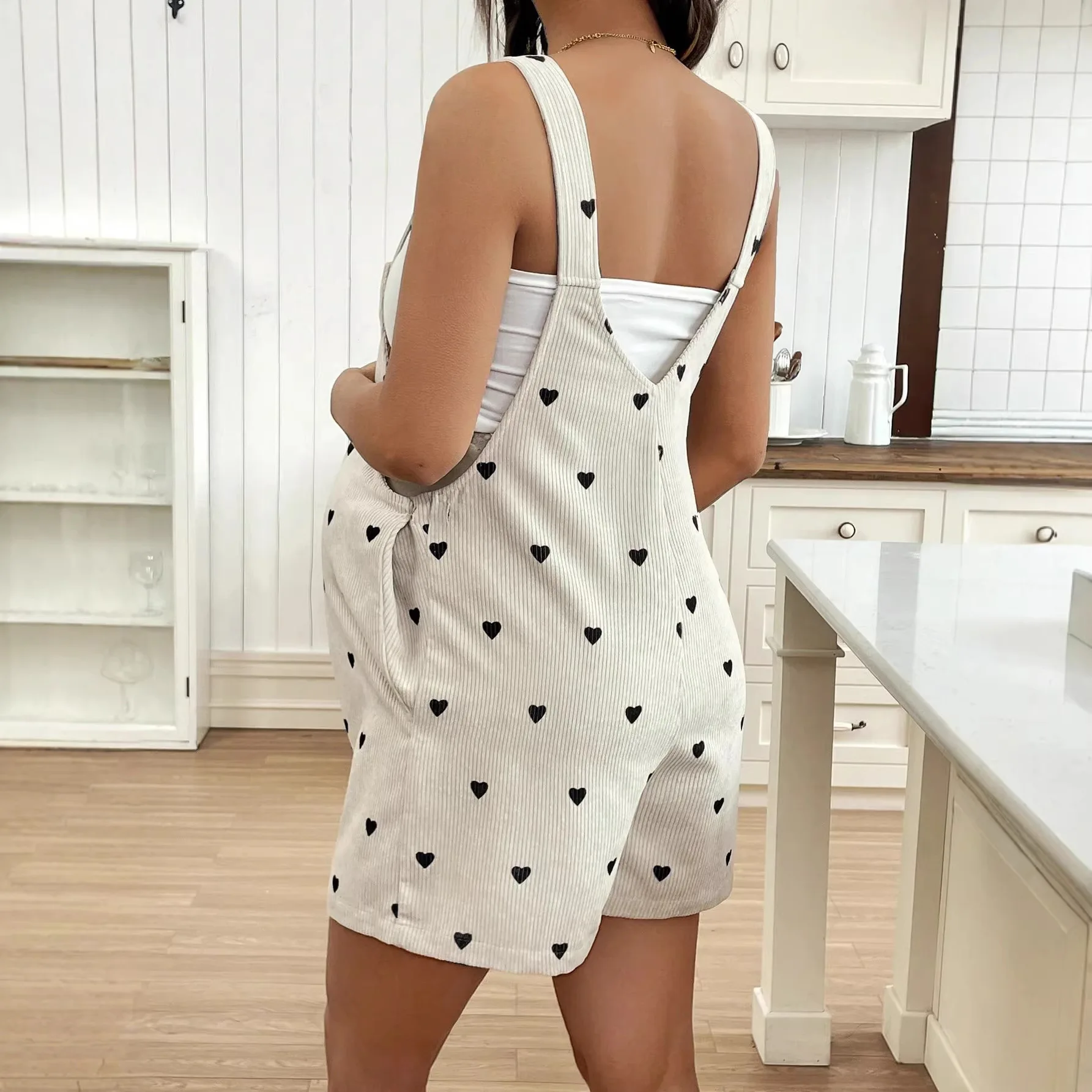 European and American 2026 Summer New Arrival Casual Printed Maternity Jumpsuit Adjustable Waist Maternity Bib Shorts Pregnancy