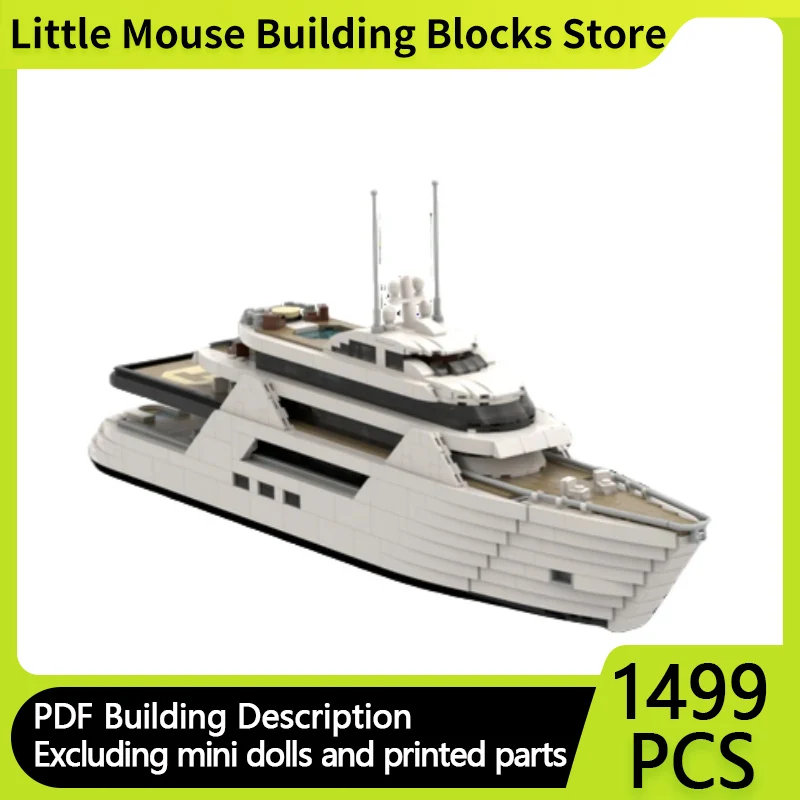 

Maritime Transportation Boat Model MOC Building Bricks Mega Yacht Modular Technology Gifts Holiday Assemble Children Toys Suit