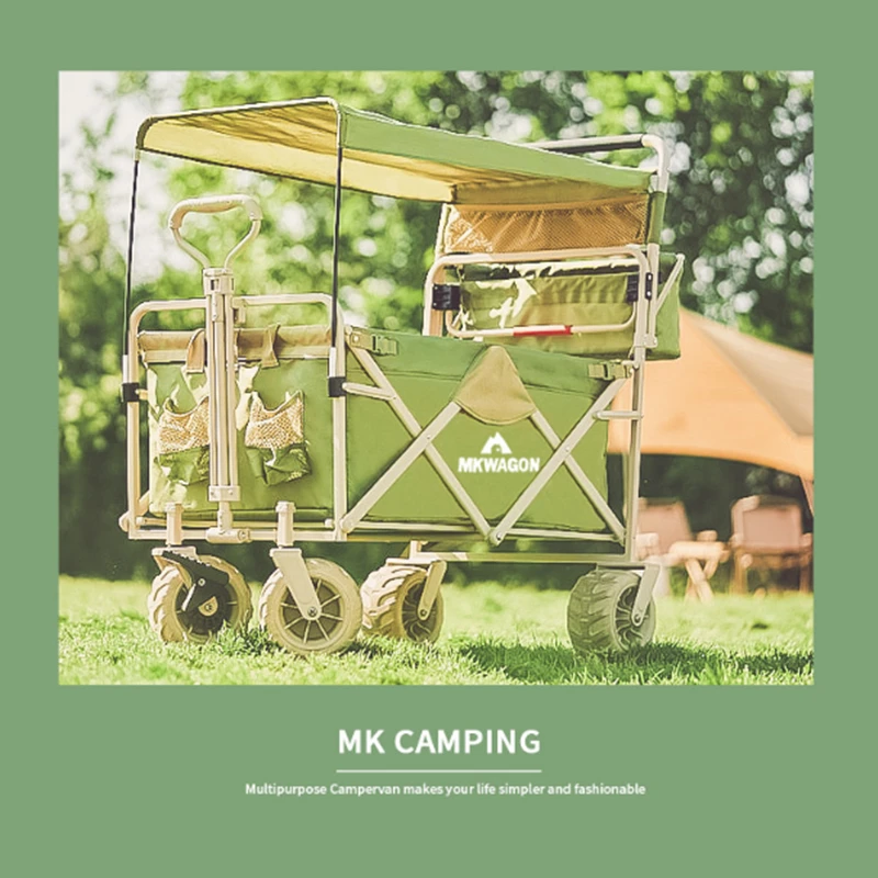 

Outdoor Tent Camping Folding Trolley Campsite Picnic Children Pull Cart Outdoor Camping All-In-One Awning Trolley