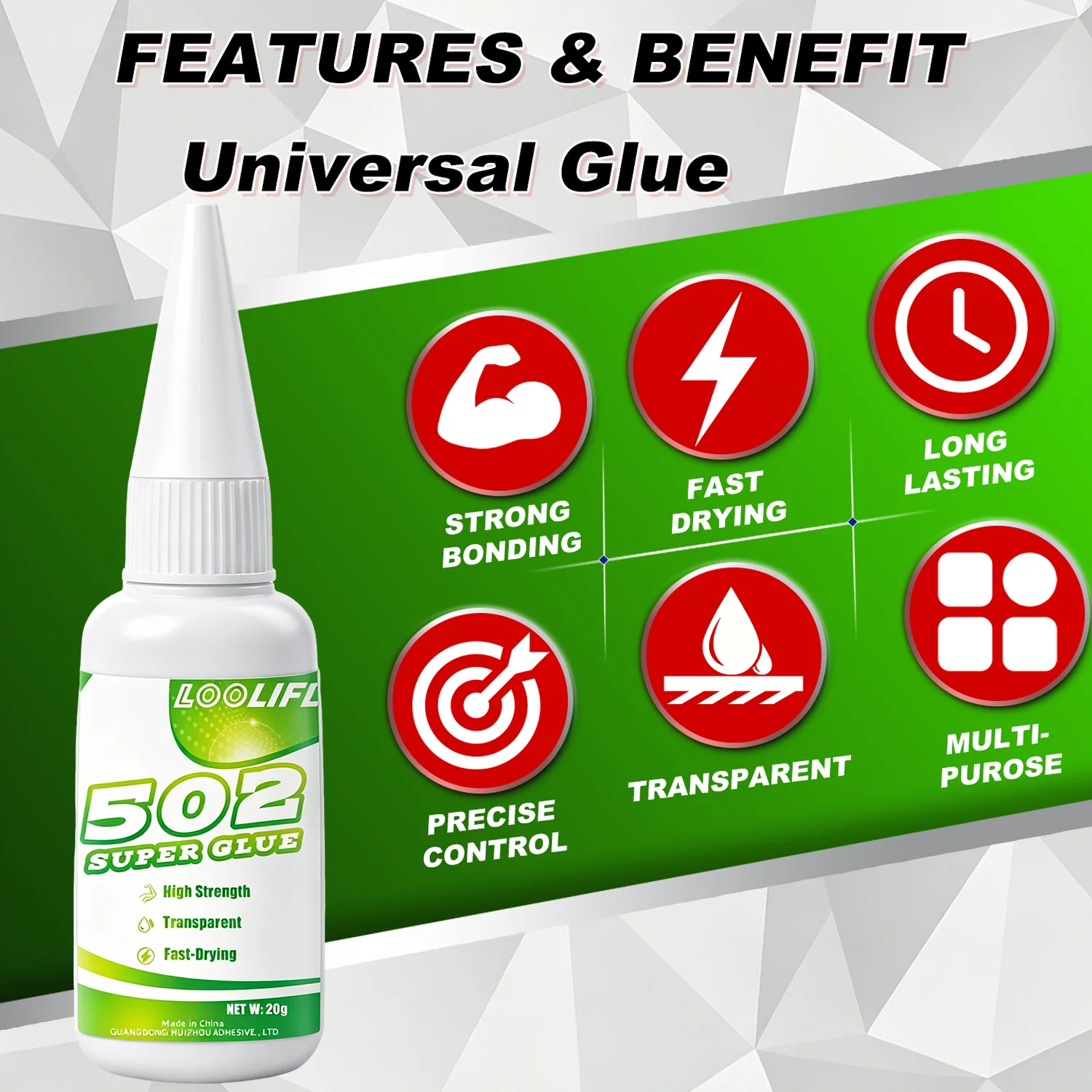 All Purpose 502 Super Glue Instant Adhesive Quick Fixes Strong Bonding For Wood Plastic Metal Repair Ceramic Model Liquid Clear