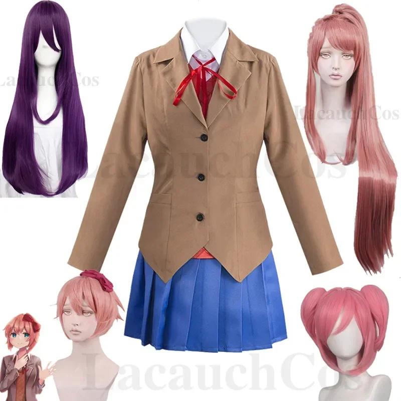 Game Doki Literature Club Monika Sayori Yuri Natsuki Cosplay School Student Uniform Girls Halloween Costume MN9