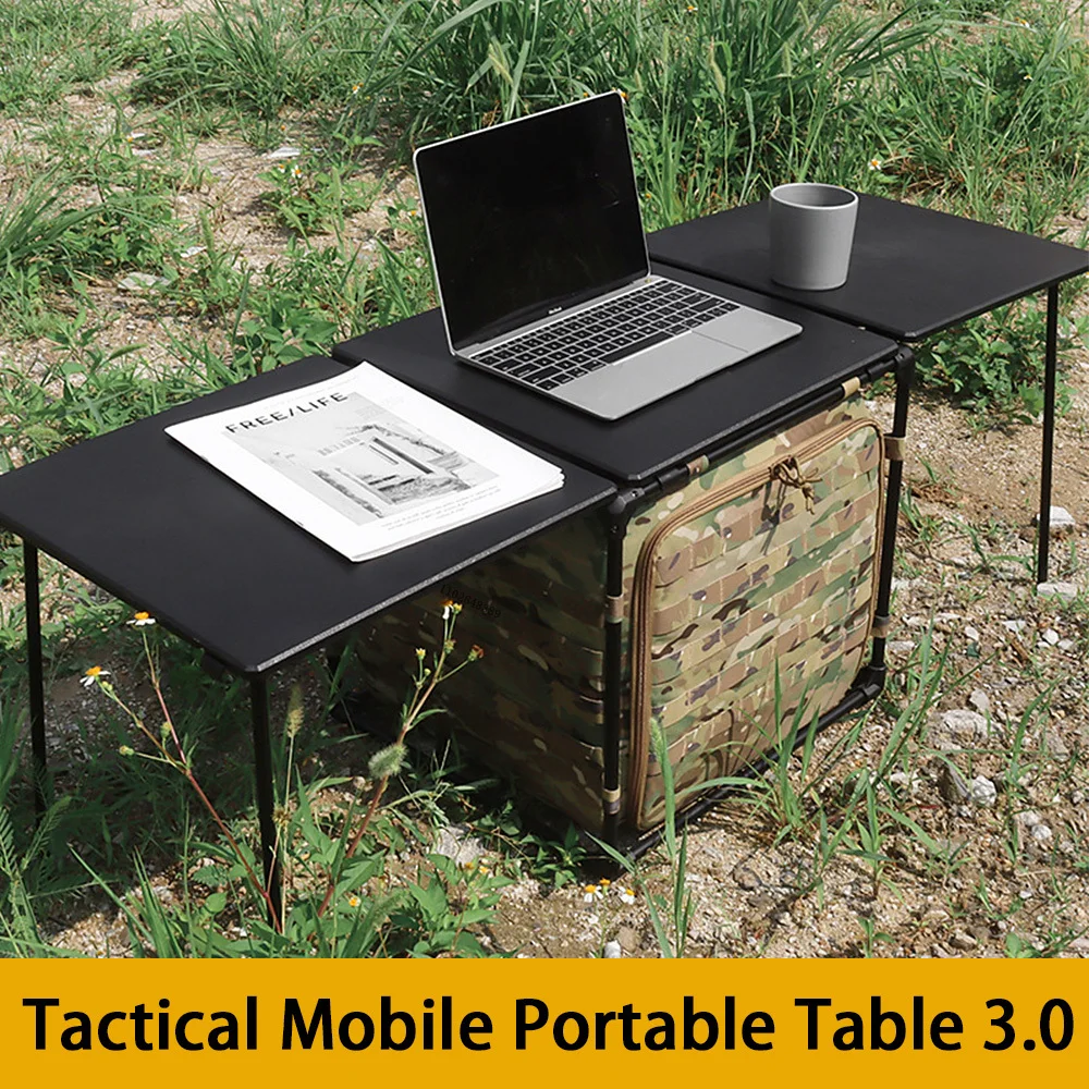 Outdoor Mobile Camping Desk Tactical Field Office Portable Foldable Table 3.0 Bivouac Tables with Large Capacity Storage Bag 5kg