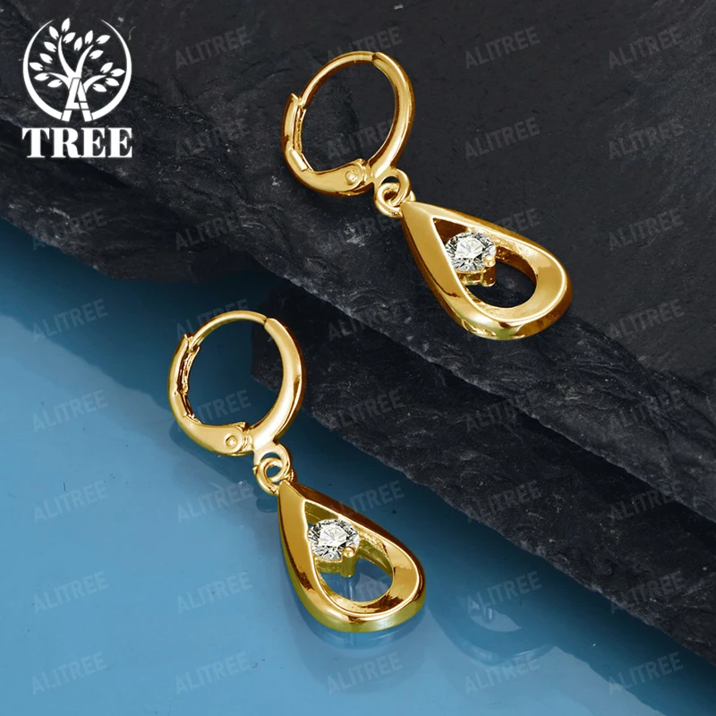 

Classic Zircon 18K Gold Water Drop Earrings For Men Women Party Wedding Earrings Fashion Fine Jewelry Mother's Day Cute Gift
