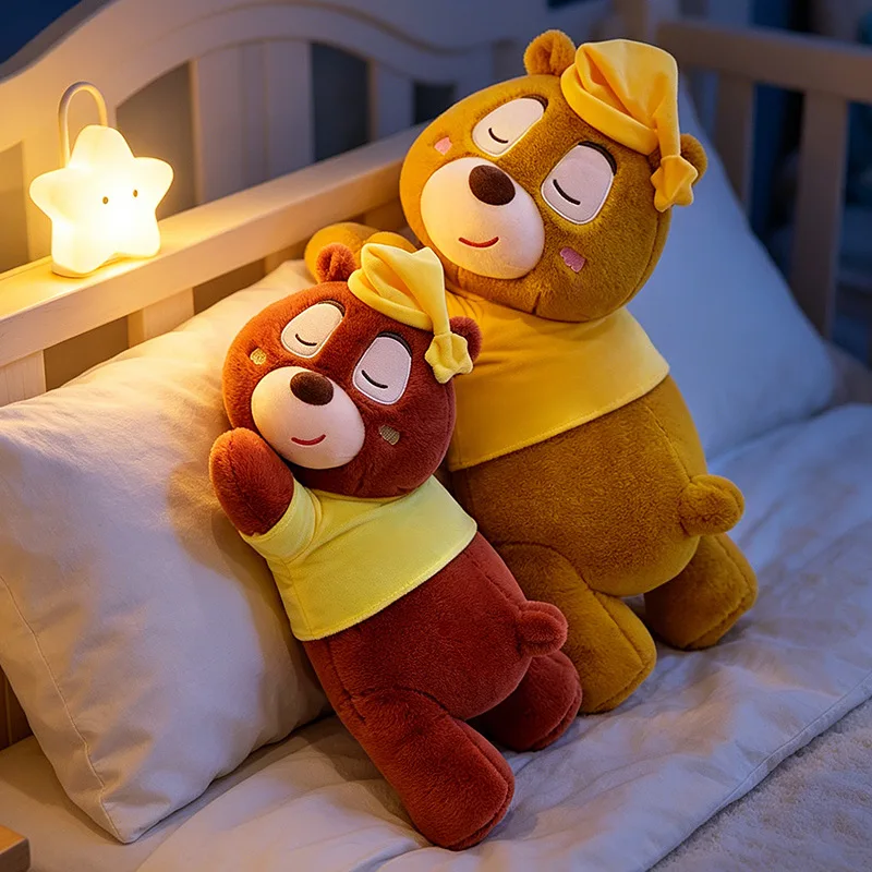 Oso de Peluche Adorable para Aliviar el Estrés y Dormir, Almohada de Peluche Suave, Animal de Peluche Versión Q, Giratorio 360 Grados