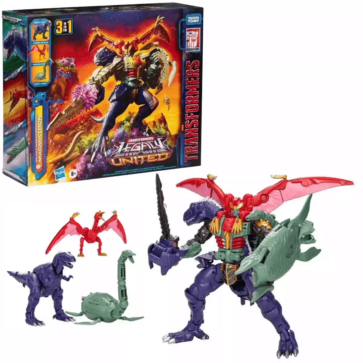 Hasbro In Stock Action Figure Original 25cm Transformers Beast Wars Legacy United Commander Magmatron Model Toy Hobby Gifts