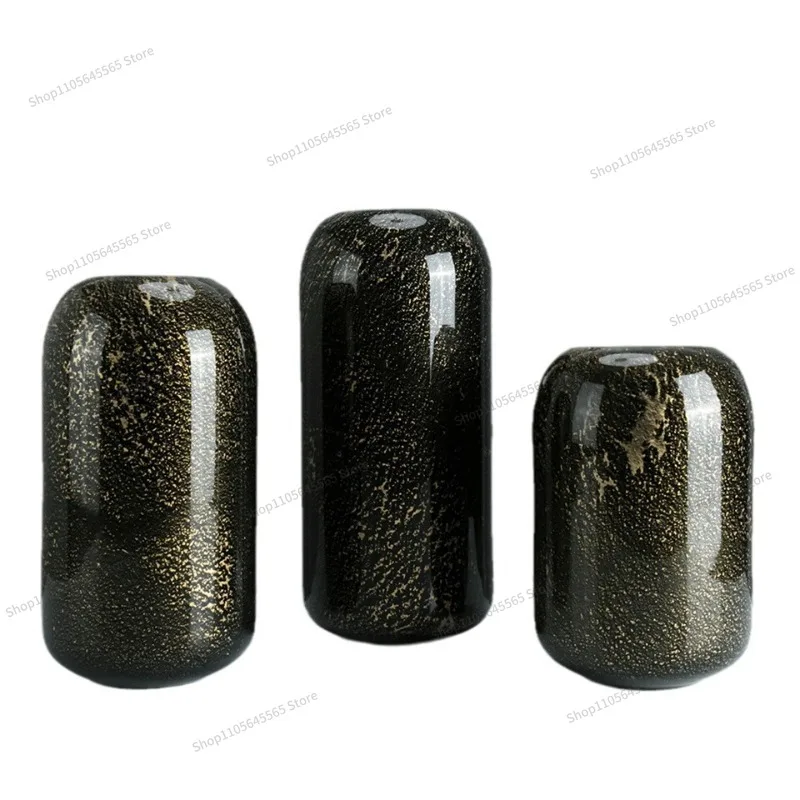 For light luxury black gold glass vase sales office dining table entrance wine cabinet ornament
