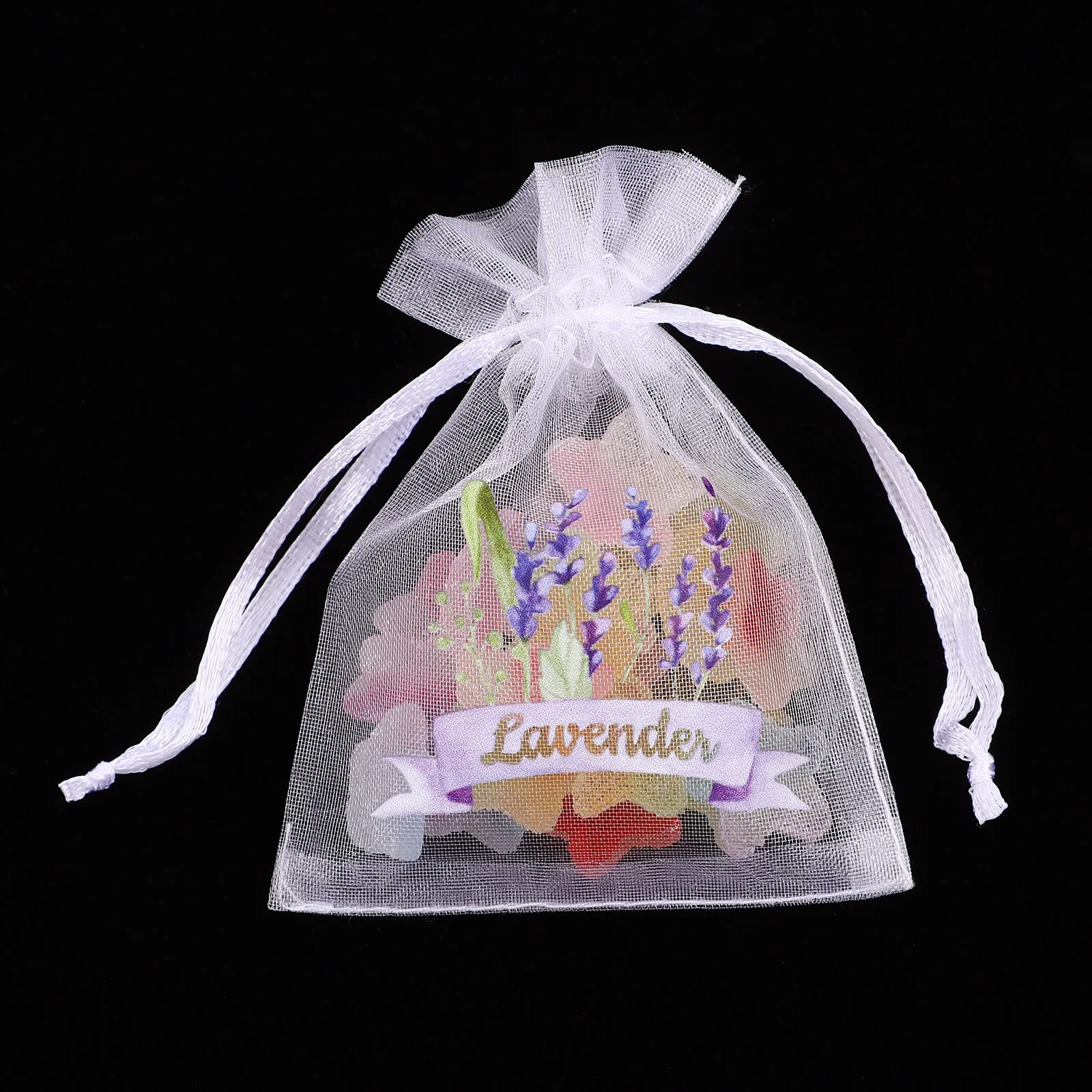 20Pcs Lavender Sachet Bags Breathable Drawstring Mesh Pouches for Jewelry Dried Lavender Rose Petals Wardrobe Storage