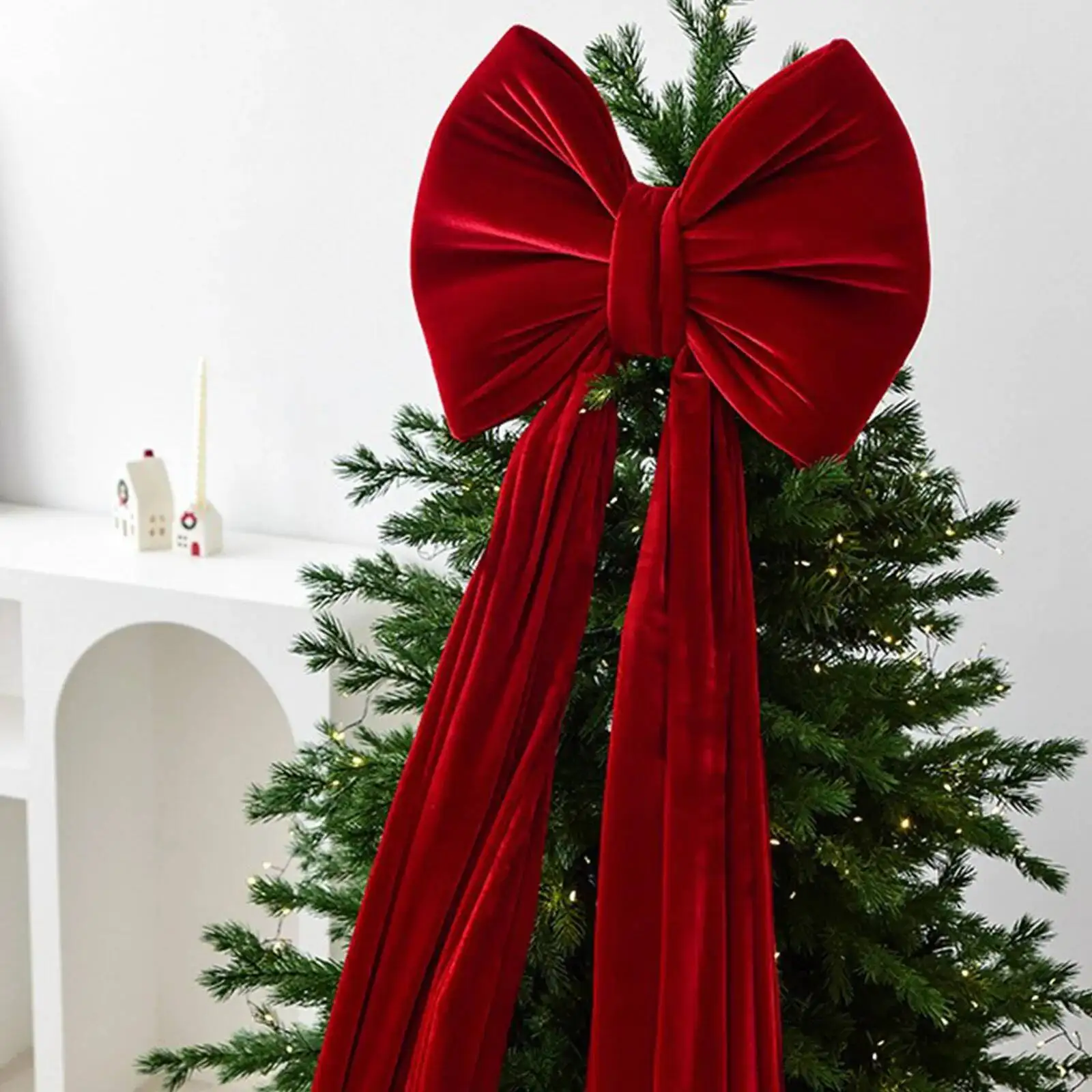 

Лук большой красный бархатный стиль елочный орнамент праздничный праздник домашний декор подарок аксессуар для рождественской вечеринки