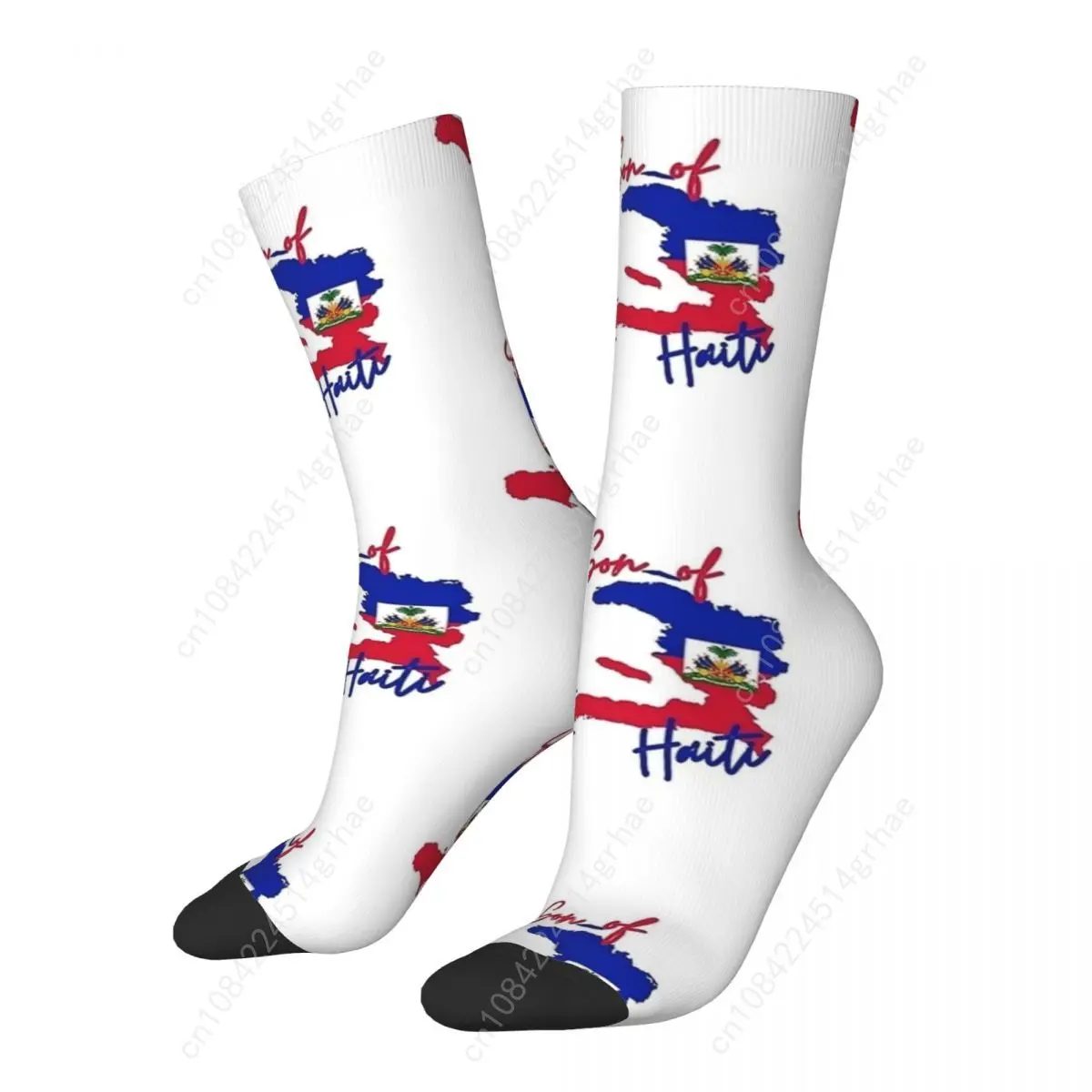 Flag Map Of Haiti Socks Country Retro Stockings Men High Quality Cycling Socks Winter Pattern Anti Bacterial Socks