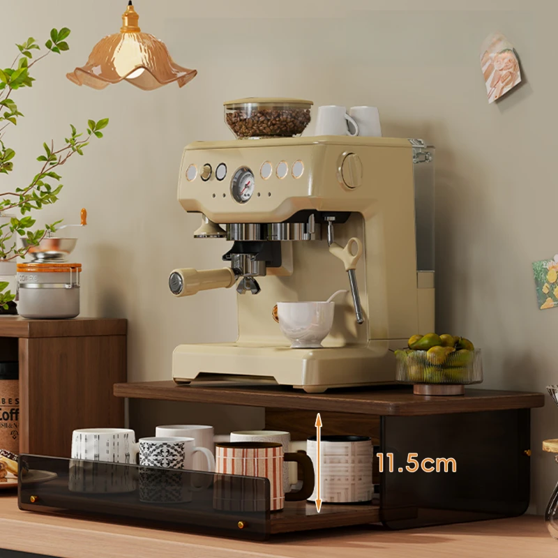 Cup Storage Rack Coffee Station Organizer Pull Out Drawer Shelf for Coffee Machine Tea Bags Capsules Countertop Kitchen