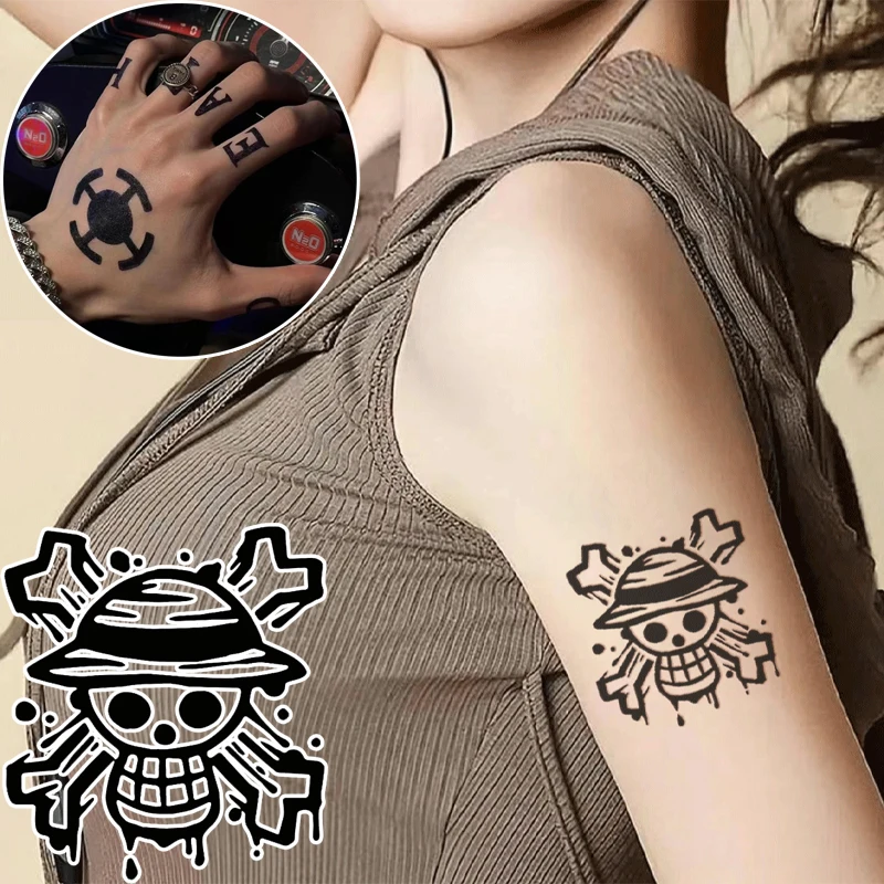 

1/10PCS ONE PIECE Luffy Tattoo Stickers for Personalized Decor Waterproof Temporary Tattoo Sticker Creative Black White Sticker