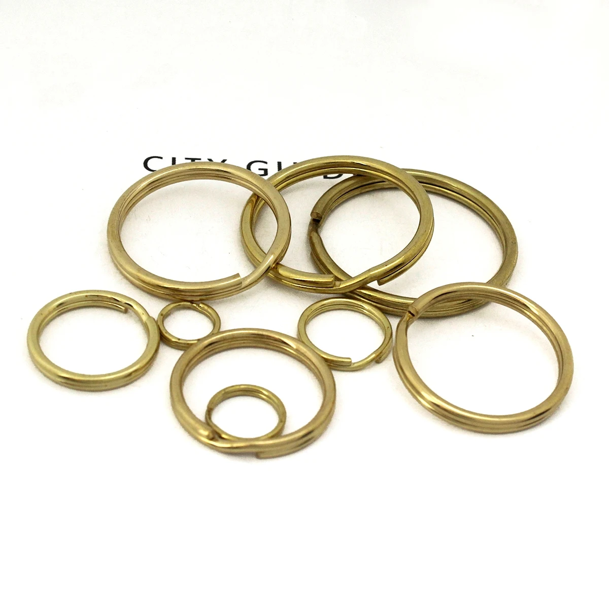 100pcs Solid Brass Split Rings Double Loop Keyring 10-35mm Keychain Keys Holder DIY Leather Craft hardware