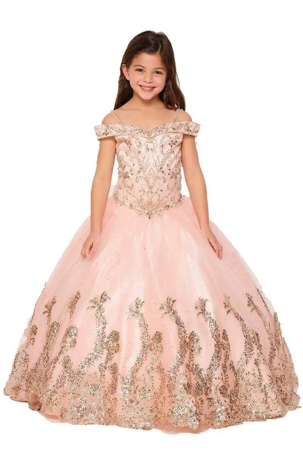 Blue Mini Quinceanera Dresses Ball Gown Off The Shoulder Appliques Beaded Flower Girl Dresses For Weddings Pageant Dresses Baby