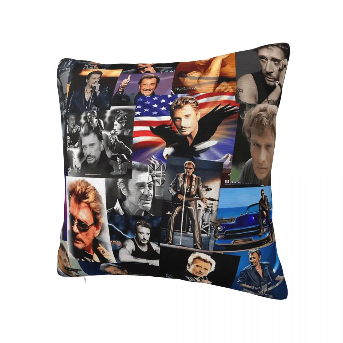 Johnny Hallyday French Singer Assorted Rectangular Vintage Collage Pillow Cover Pillow Case Cover For Office Car Home Decorative