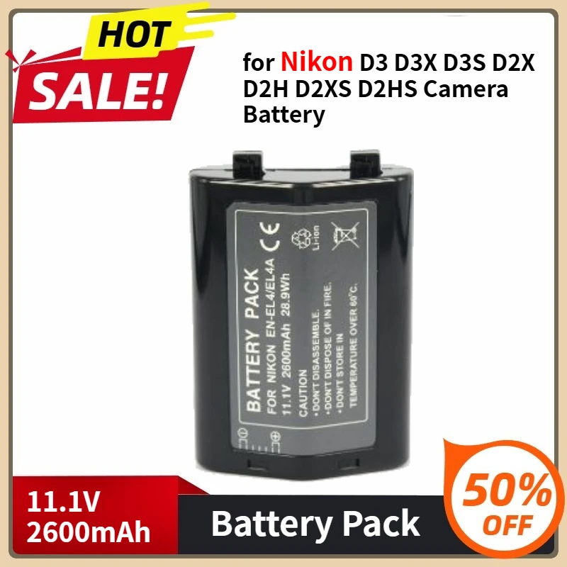 

EN-EL4A Battery for Nikon D3 D3X D3S D2X D2H D2XS D2HS 11.1V 2600mAh Camera Battery