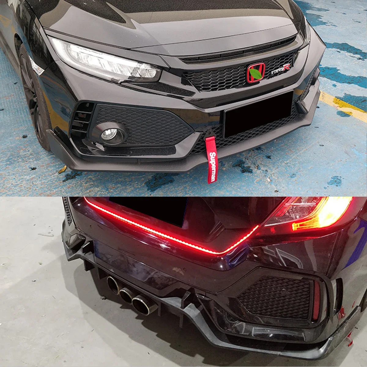 Car Body Kit Type R Style ABS Front Rear Bumper Lip Rear Spoiler For Honda Civic 10th Gen 2016-2020